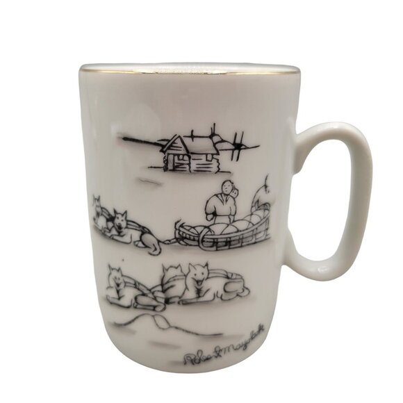 Robert Mayokok Porcelain Plate Ashtray and Coffee Mugs Set 1950s - Picture 5 of 11